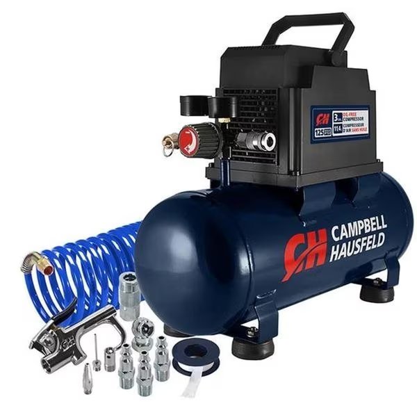 Campbell Hausfeld 1015735 3 gal 0.33 HP 125 PSI Horizontal Portable Air Compressor, Campbell Hausfeld, Mfr#: 1015735
